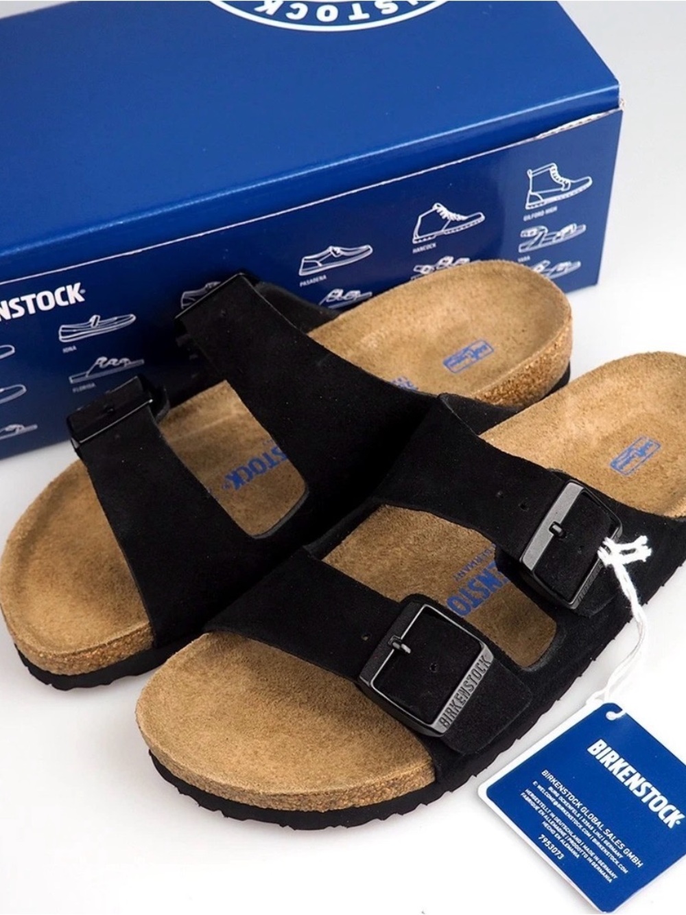 Birkenstock women’s Arizona Suede Double-Buckle Sandal - Black - Picture 2 of 7